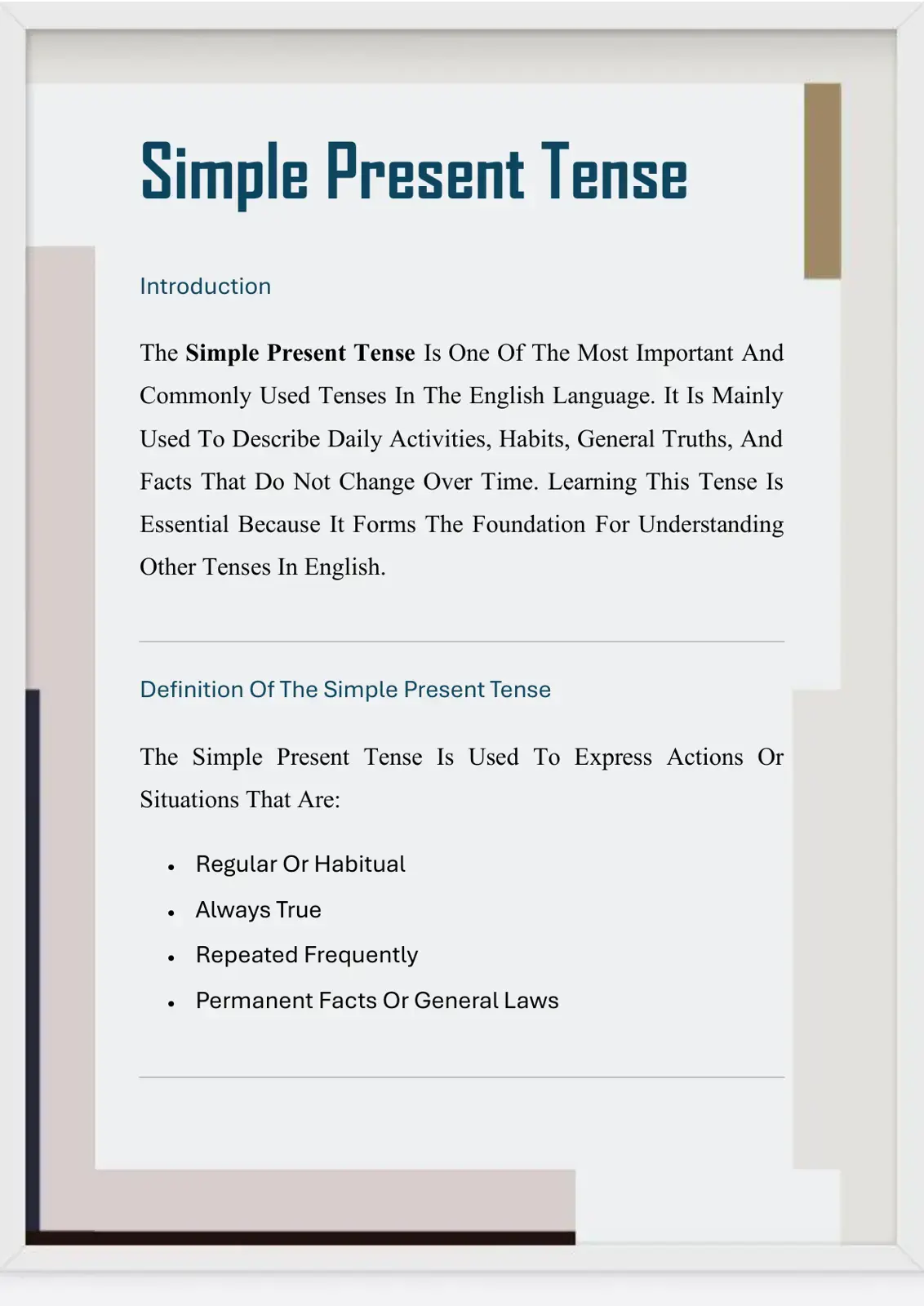 غلاف كتاب Simple Present Tense