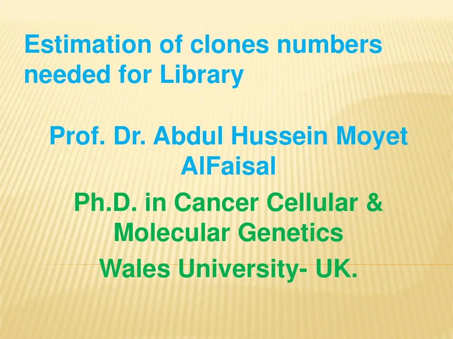 غلاف كتاب Estimation of clones numbers needed for Library