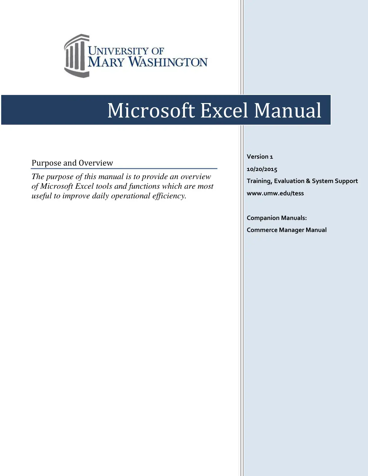 غلاف كتاب Microsoft Excel Manual