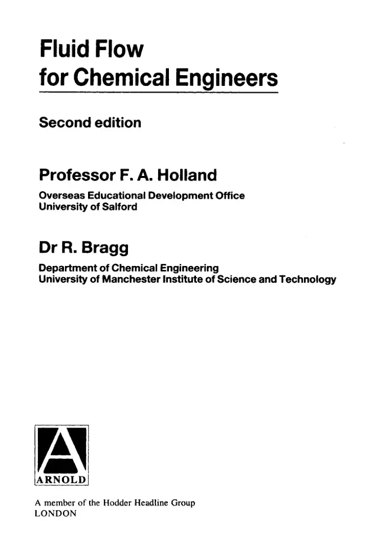 غلاف كتاب Fluid Flow for Chemical Engineers