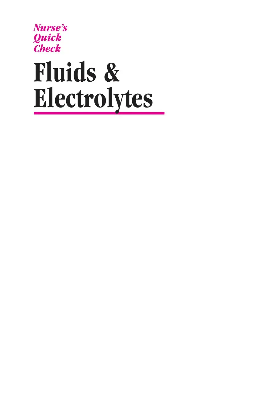 غلاف كتاب Nurse's Quick Check Fluids & Electrolytes