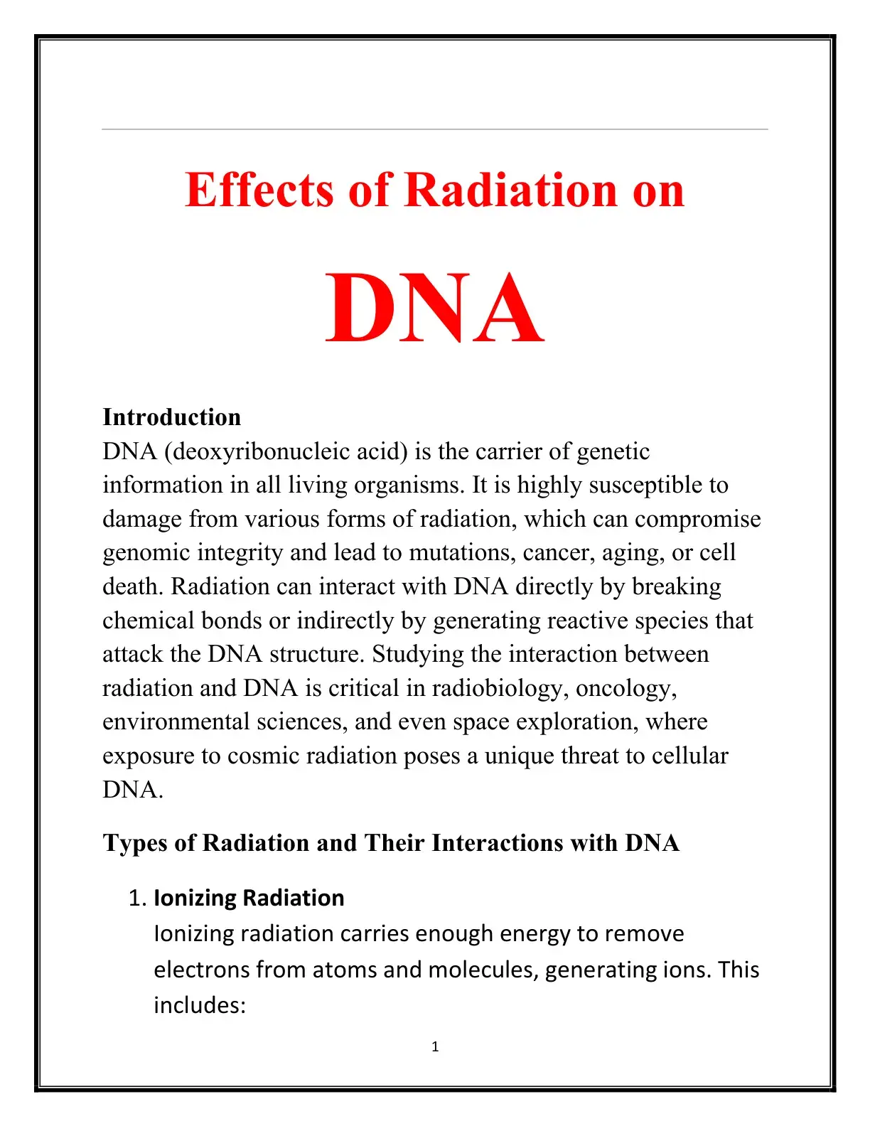 غلاف كتاب Effects of Radiation on DNA