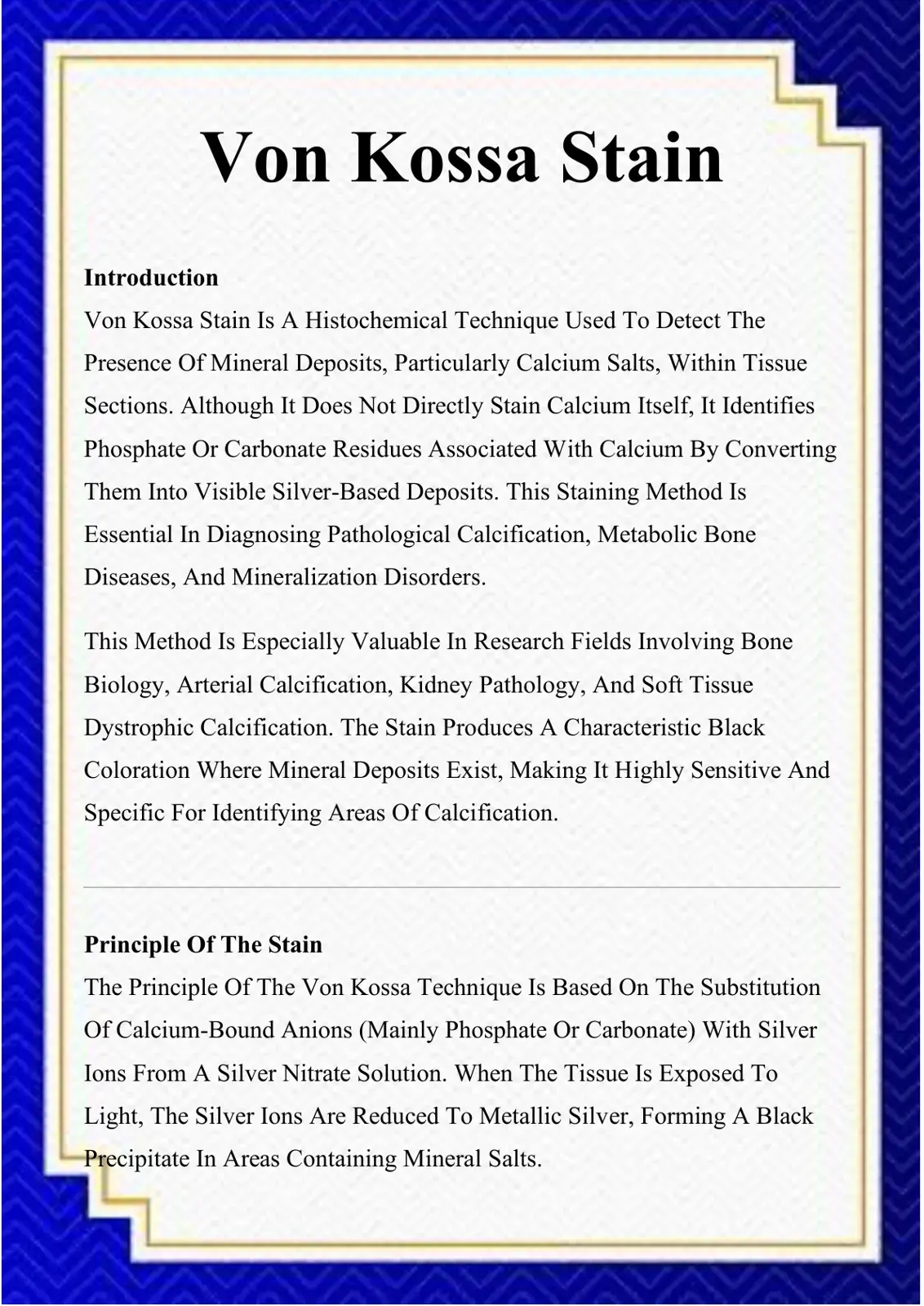 غلاف كتاب Von Kossa Stain