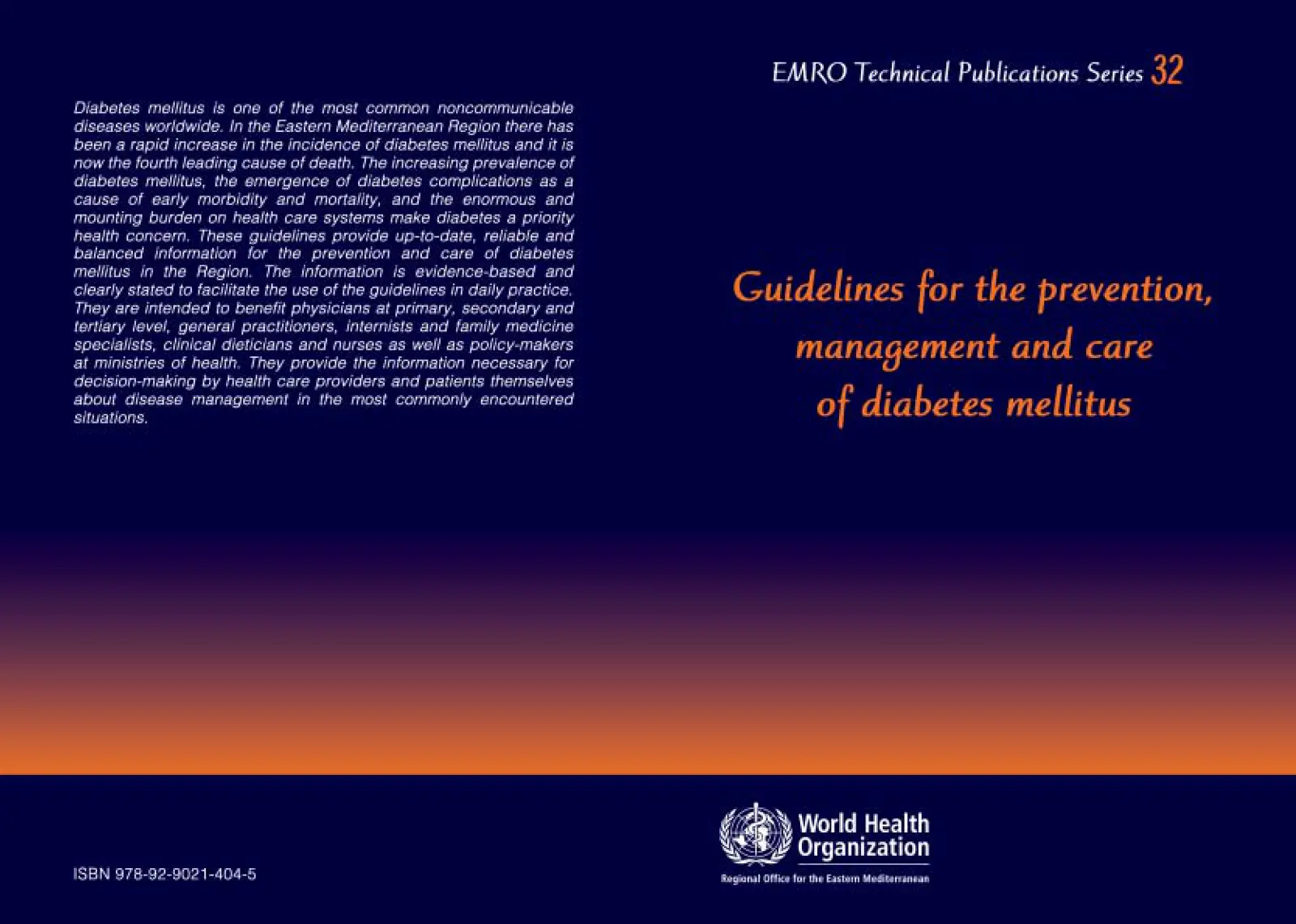 غلاف كتاب Guidelines for the prevention, management and care of diabetes mellitus