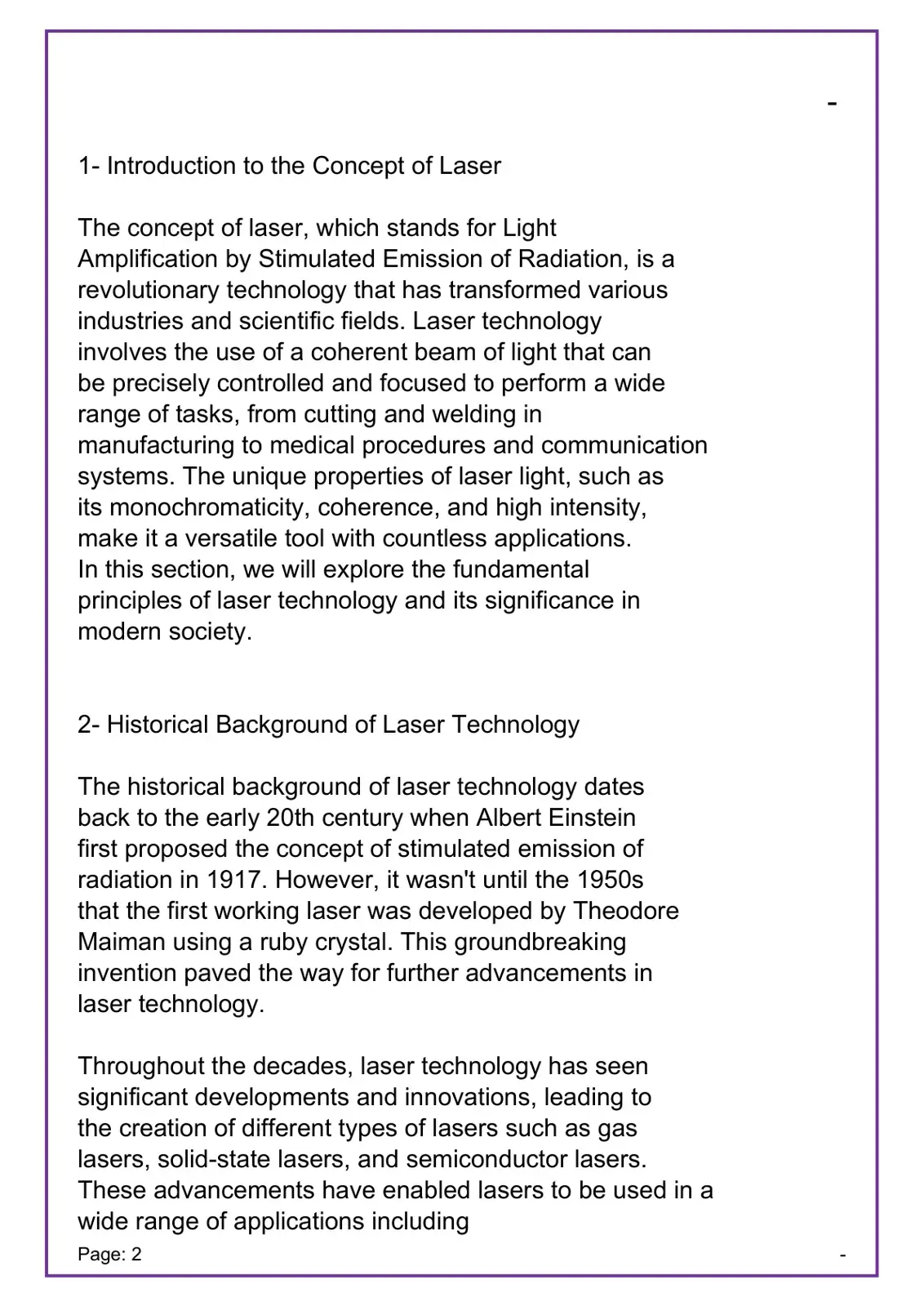 غلاف كتاب 1- Introduction to the Concept of Laser