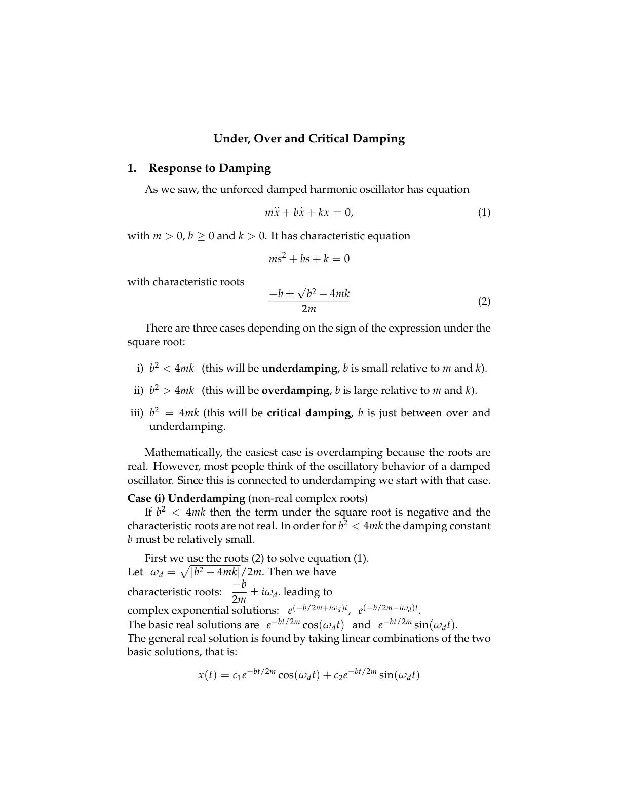 غلاف كتاب Under, Over and Critical Damping
