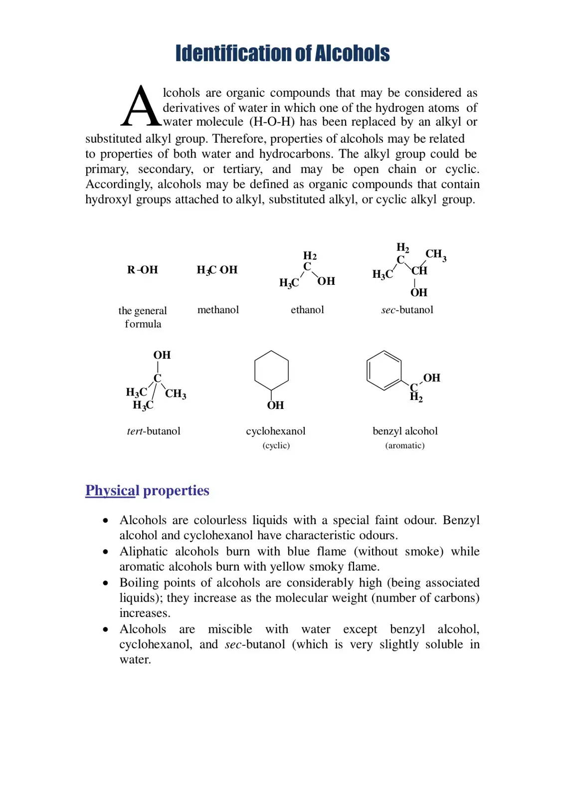 غلاف كتاب Identification of Alcohols