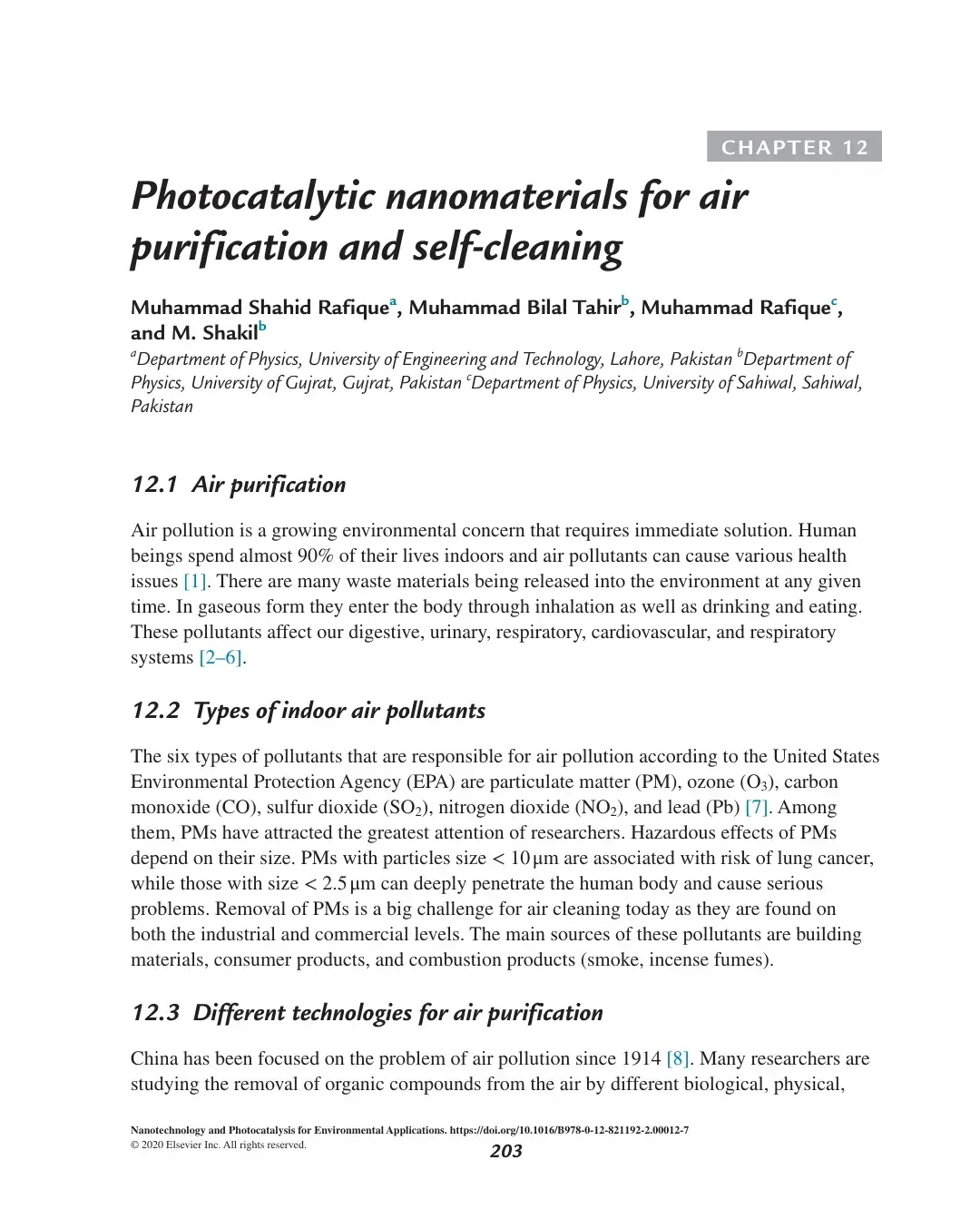غلاف كتاب Photocatalytic nanomaterials for air purification and self-cleaning