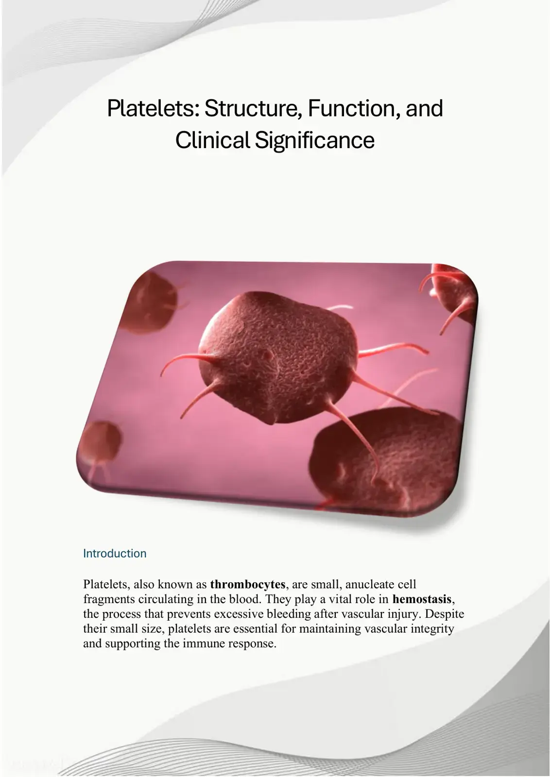 غلاف كتاب Platelets: Structure, Function, and Clinical Significance