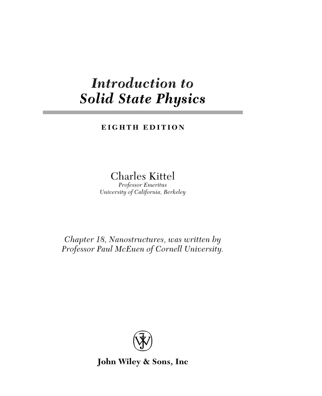 غلاف كتاب Introduction to Solid State Physics