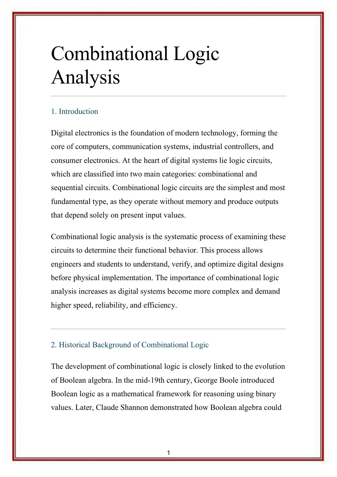 غلاف كتاب Combinational Logic Analysis