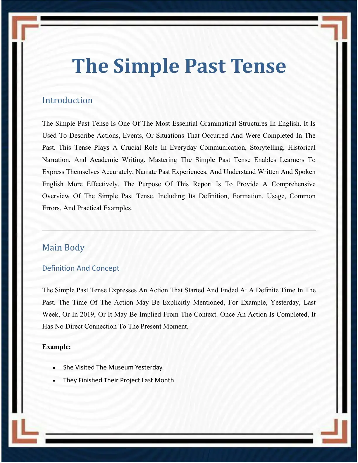 غلاف كتاب The Simple Past Tense
