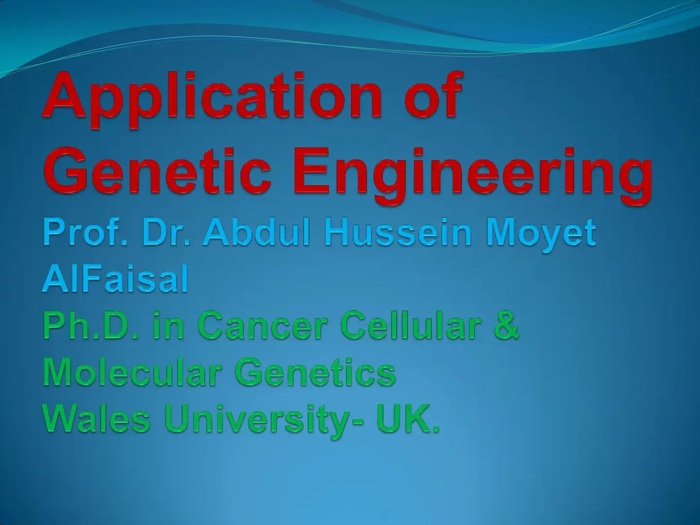 غلاف كتاب Application of Genetic Engineering