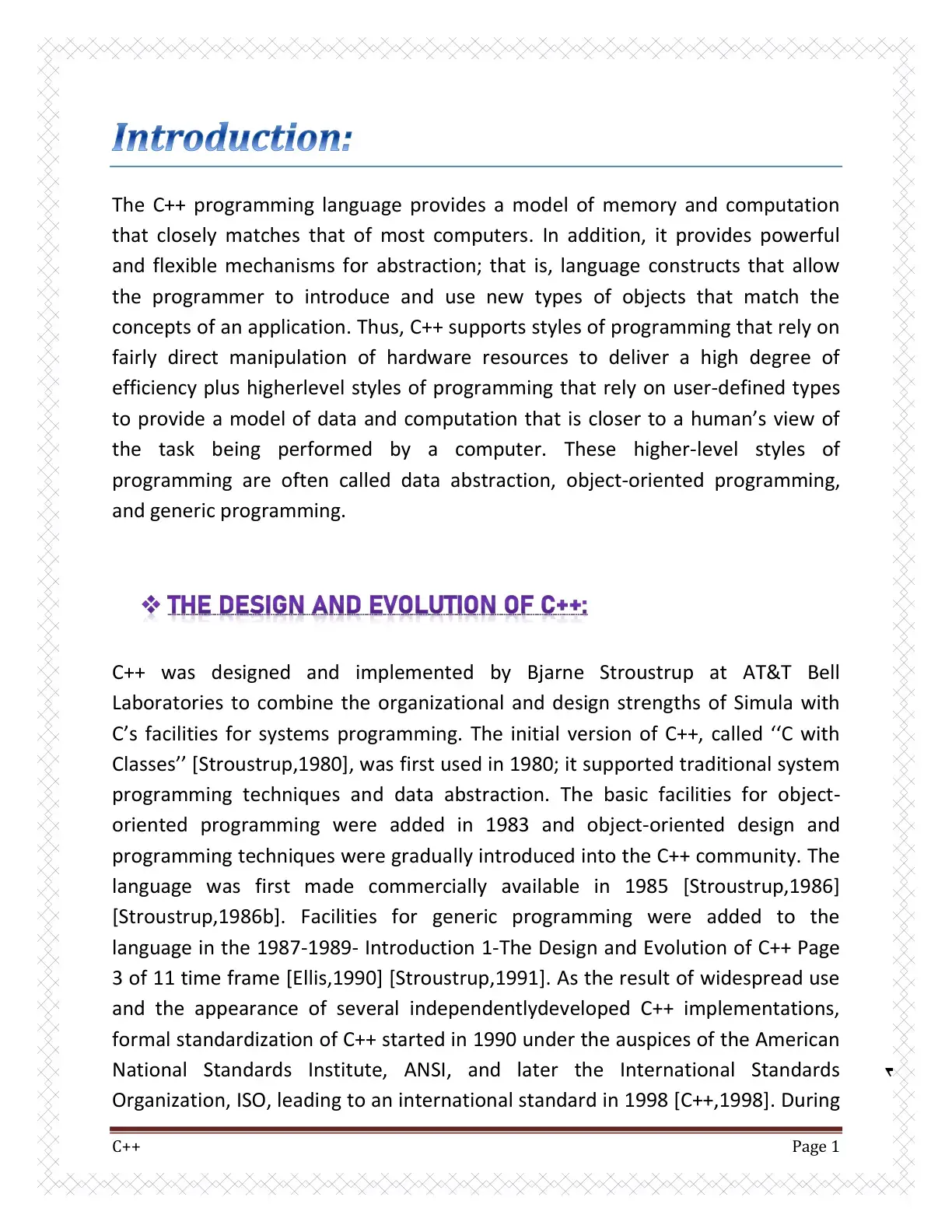 غلاف كتاب Introduction to the C++ Programming Language