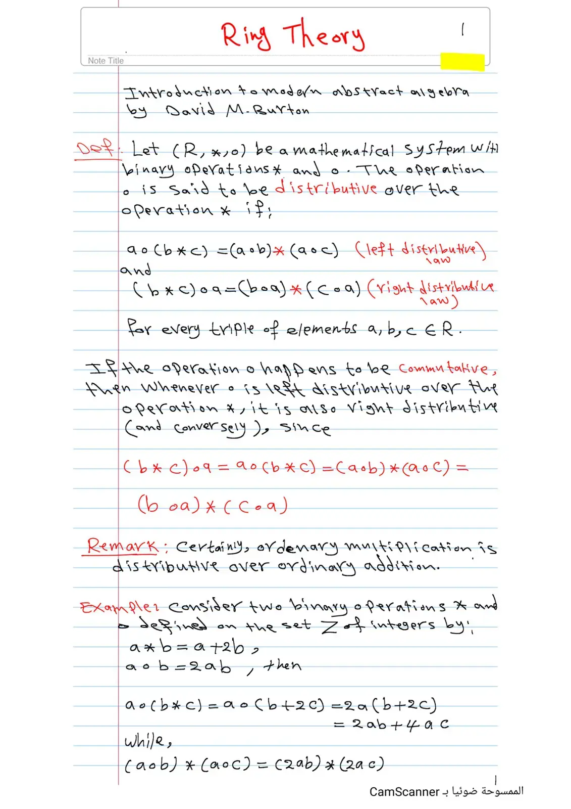 غلاف كتاب Introduction to modern abstract algebra by David M. Burton