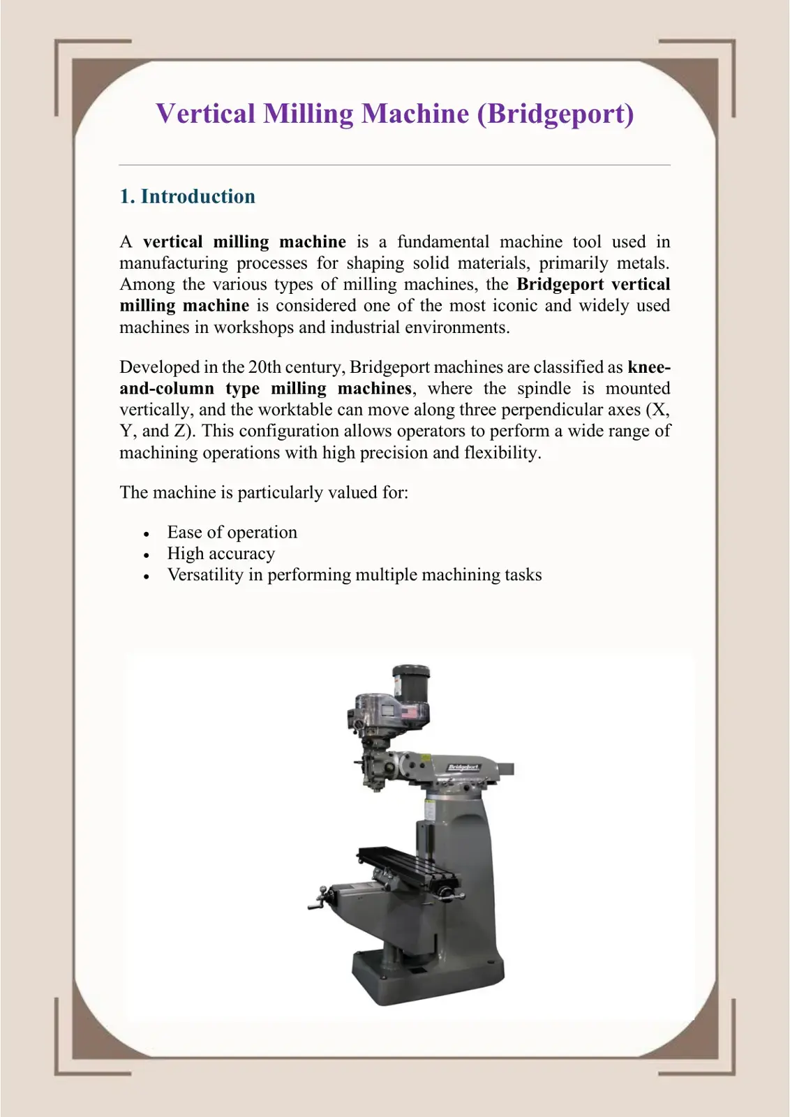 غلاف كتاب Vertical Milling Machine (Bridgeport)