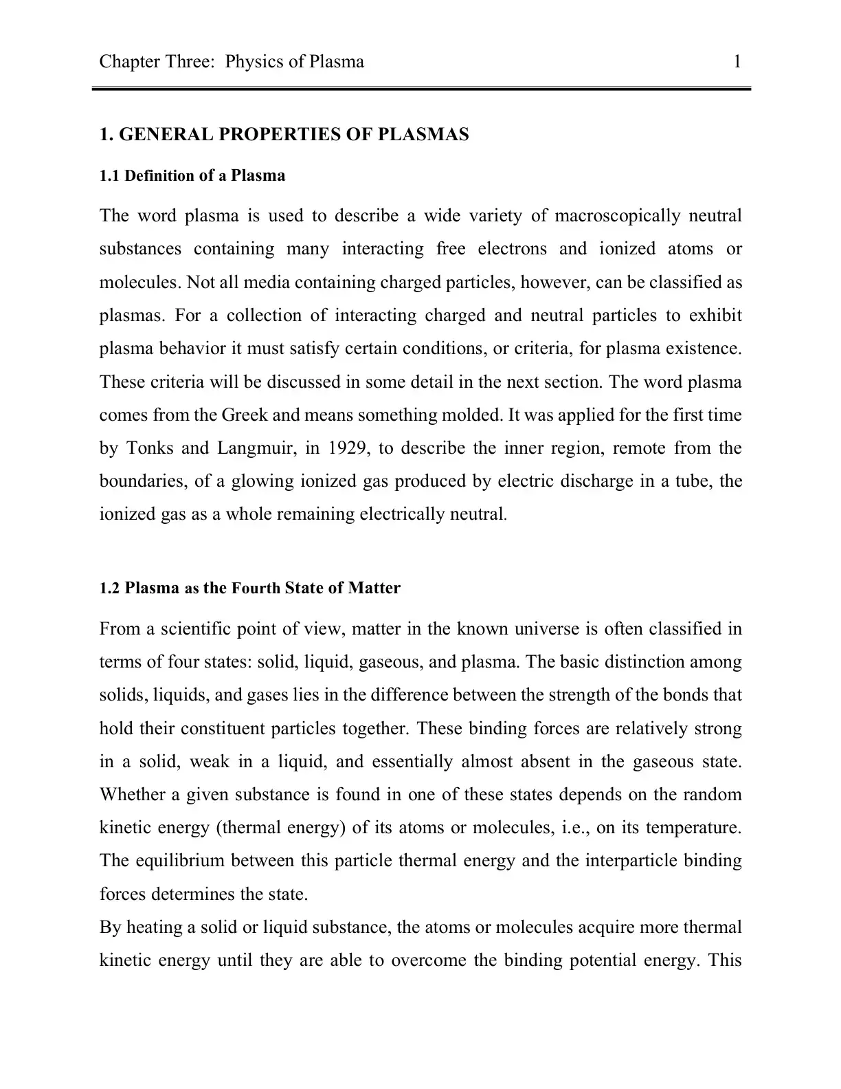 غلاف كتاب Chapter Three: Physics of Plasma