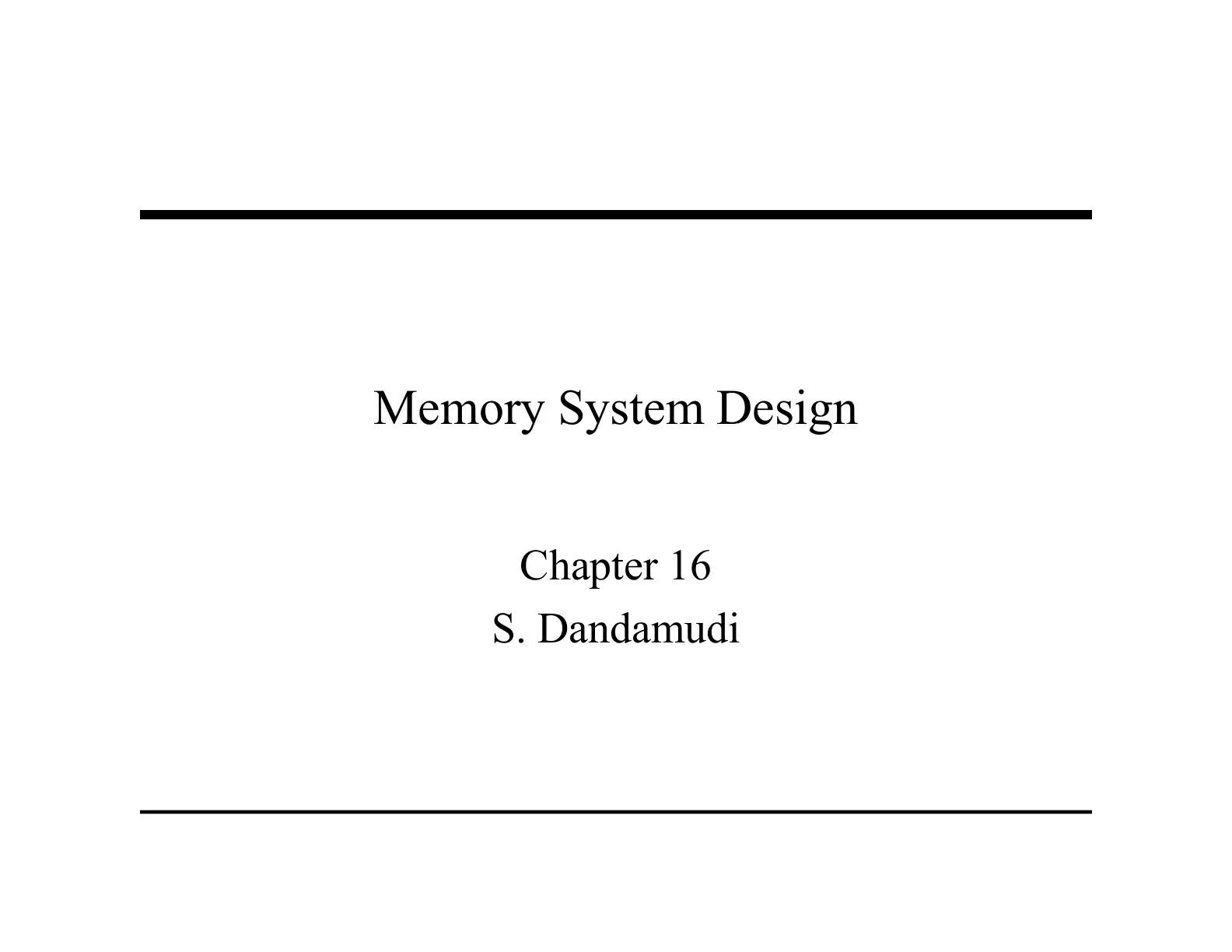 غلاف كتاب Memory System Design Chapter 16