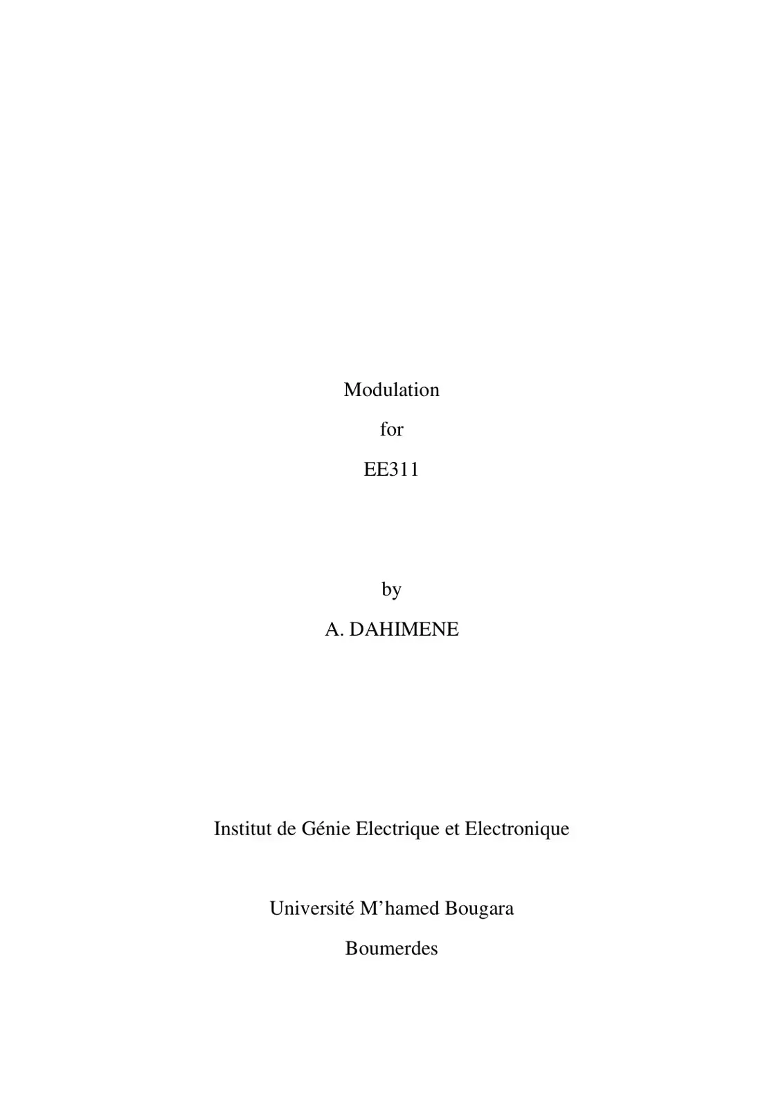 غلاف كتاب Modulation for EE311