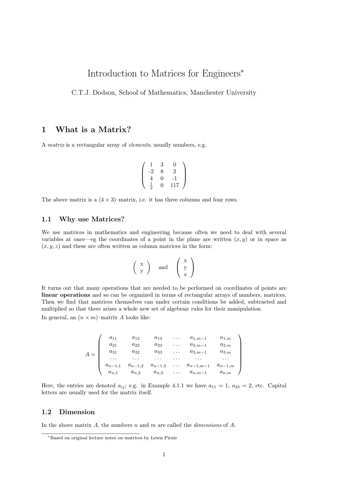 غلاف كتاب Introduction to Matrices for Engineers