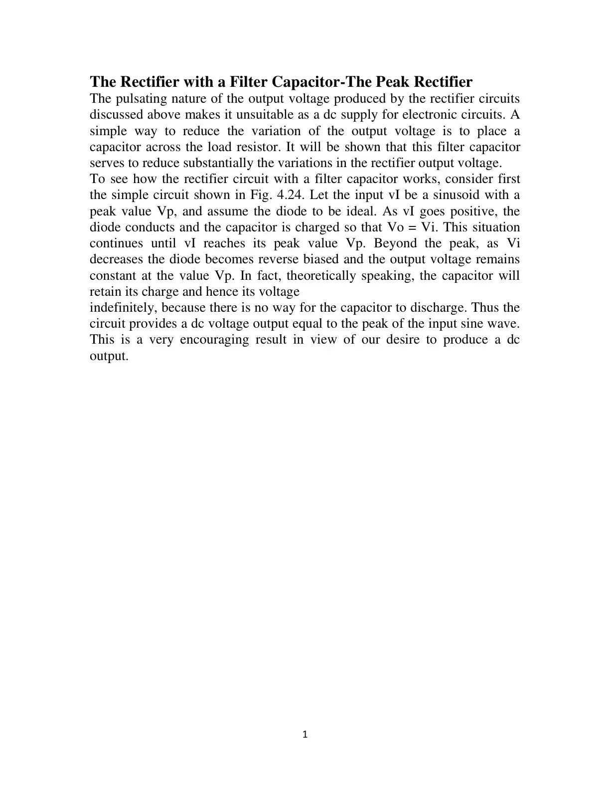 غلاف كتاب The Rectifier with a Filter Capacitor - The Peak Rectifier