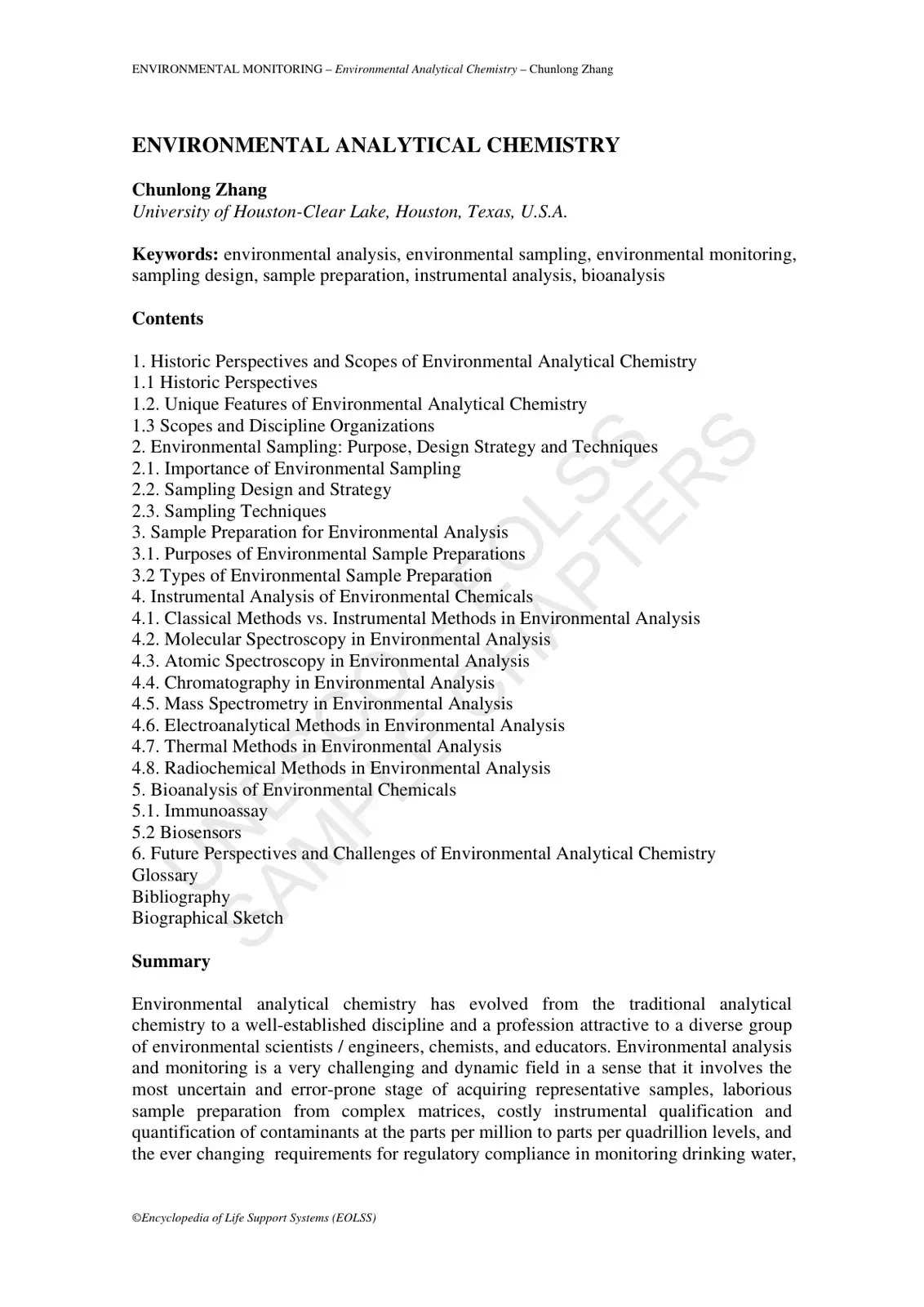 غلاف كتاب ENVIRONMENTAL ANALYTICAL CHEMISTRY