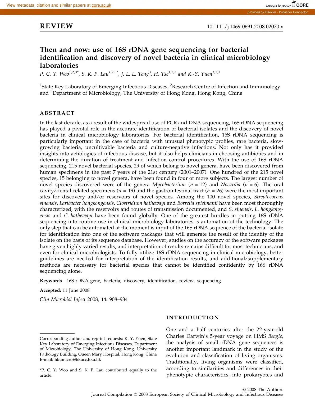 غلاف كتاب Then and now: use of 16S rDNA gene sequencing for bacterial identification and discovery of novel bacteria in clinical microbiology laboratories
