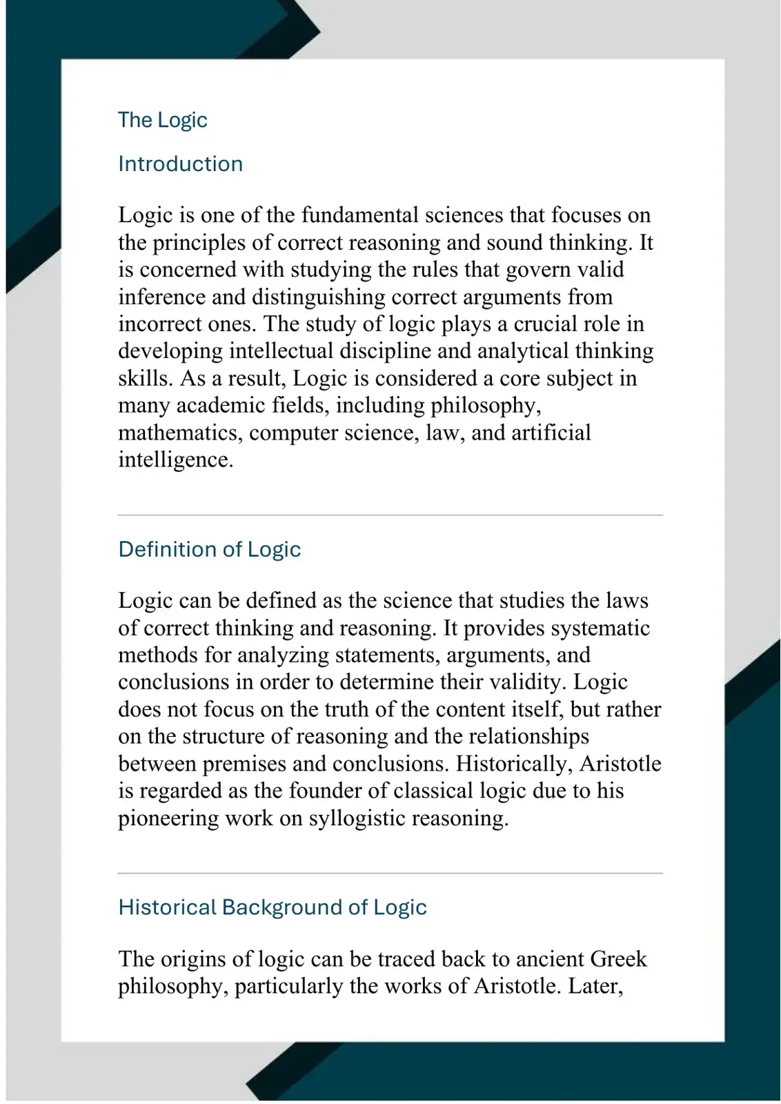 غلاف كتاب The Logic