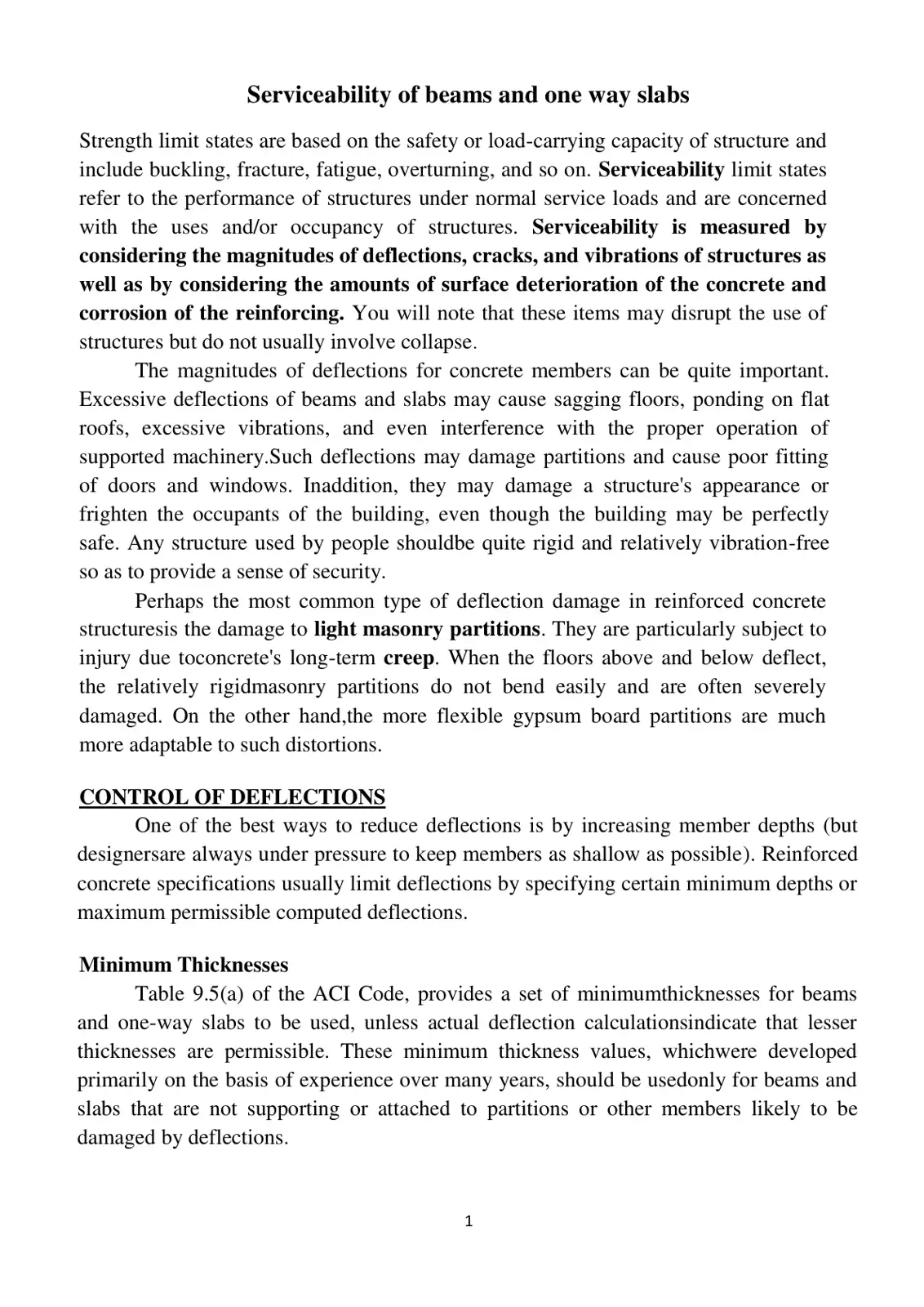 غلاف كتاب Serviceability of Beams and One Way Slabs