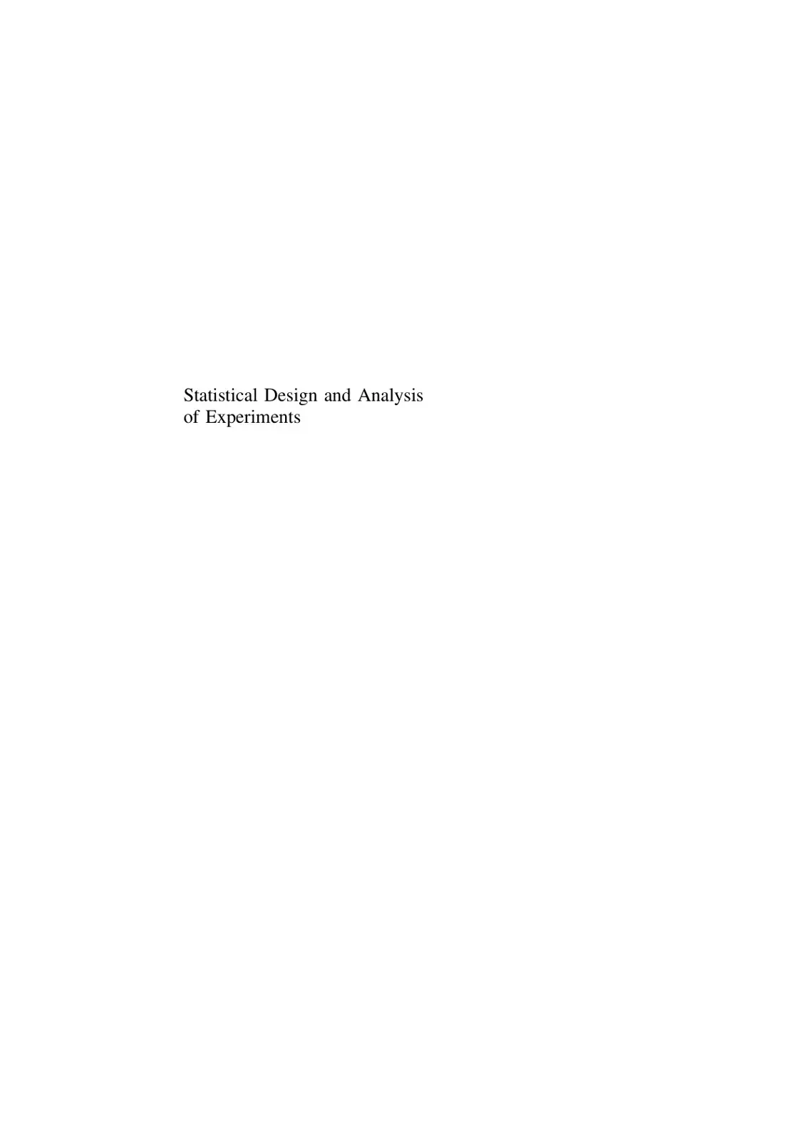 غلاف كتاب Statistical Design and Analysis of Experiments