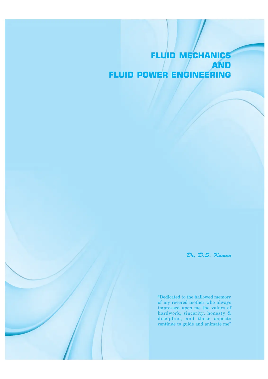 غلاف كتاب FLUID MECHANICS AND FLUID POWER ENGINEERING
