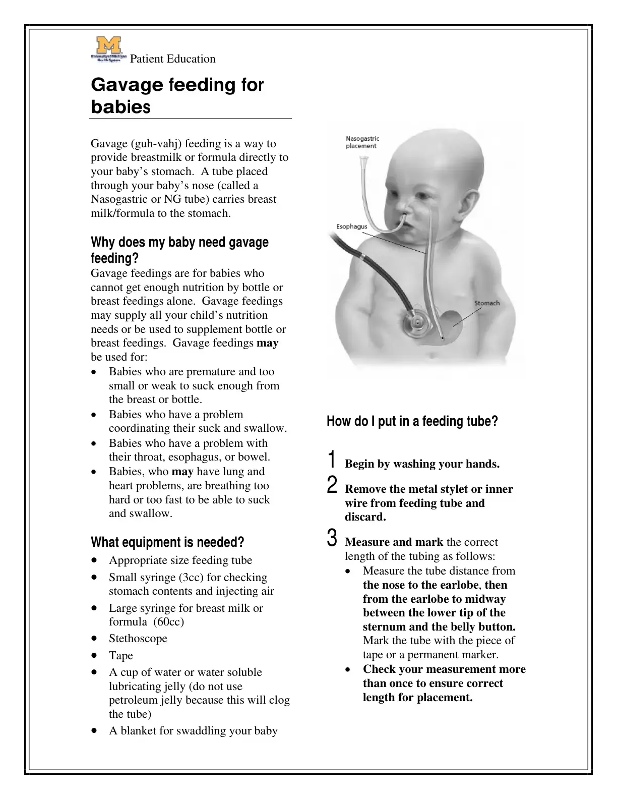 غلاف كتاب Patient Education Gavage feeding for babies