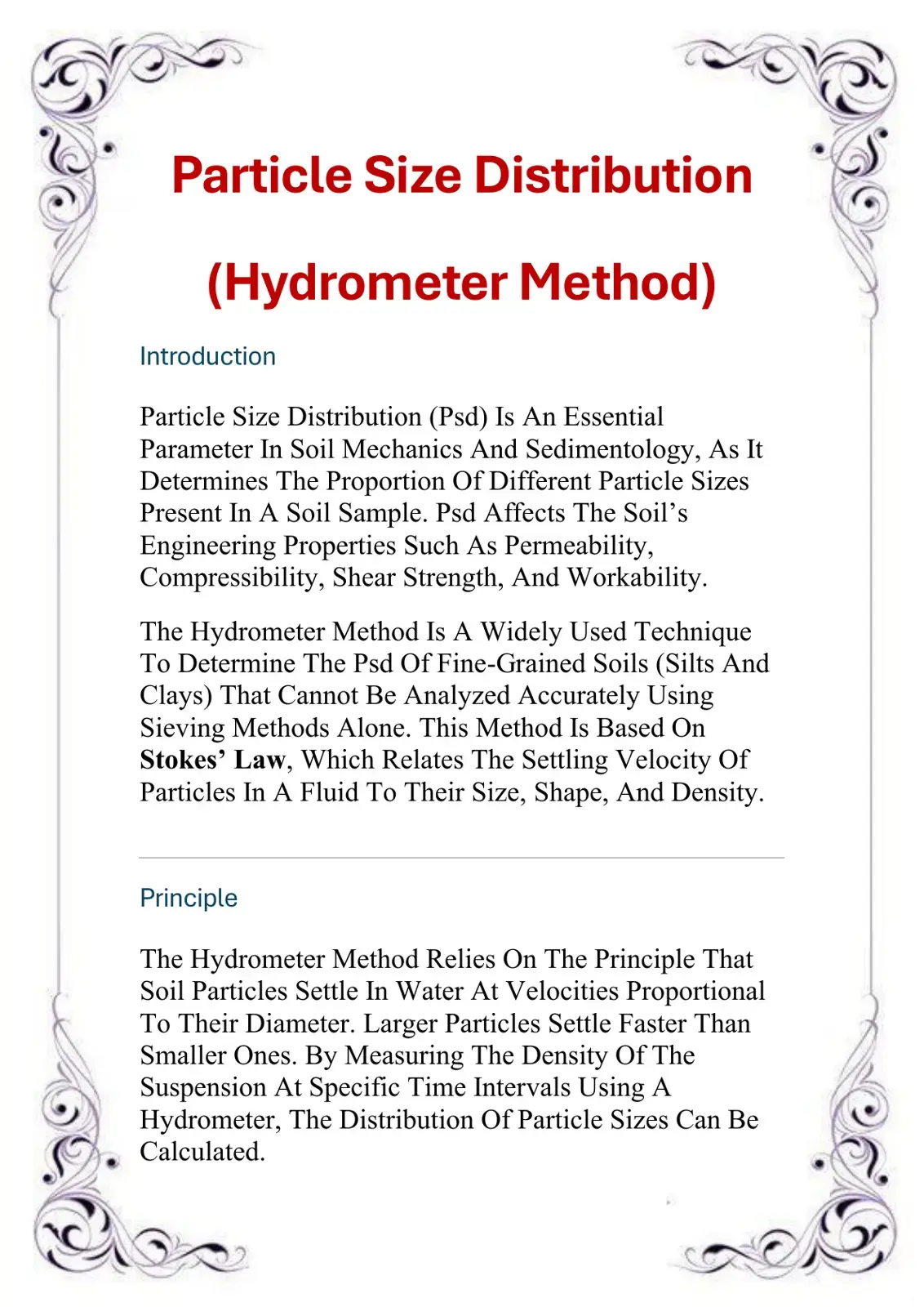 غلاف كتاب Particle Size Distribution (Hydrometer Method)