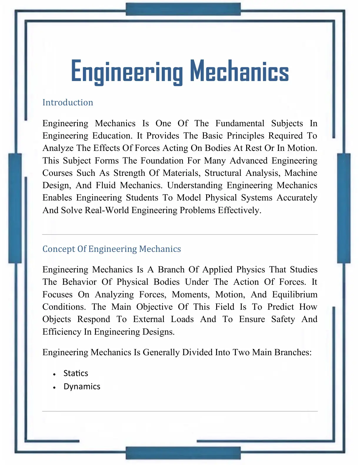 غلاف كتاب Engineering Mechanics