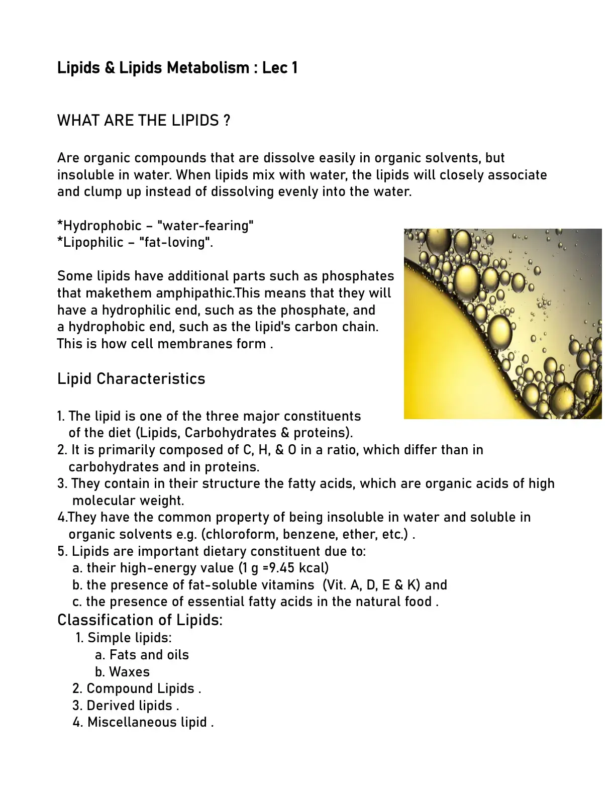 غلاف كتاب Lipids & Lipids Metabolism: Lec 1
