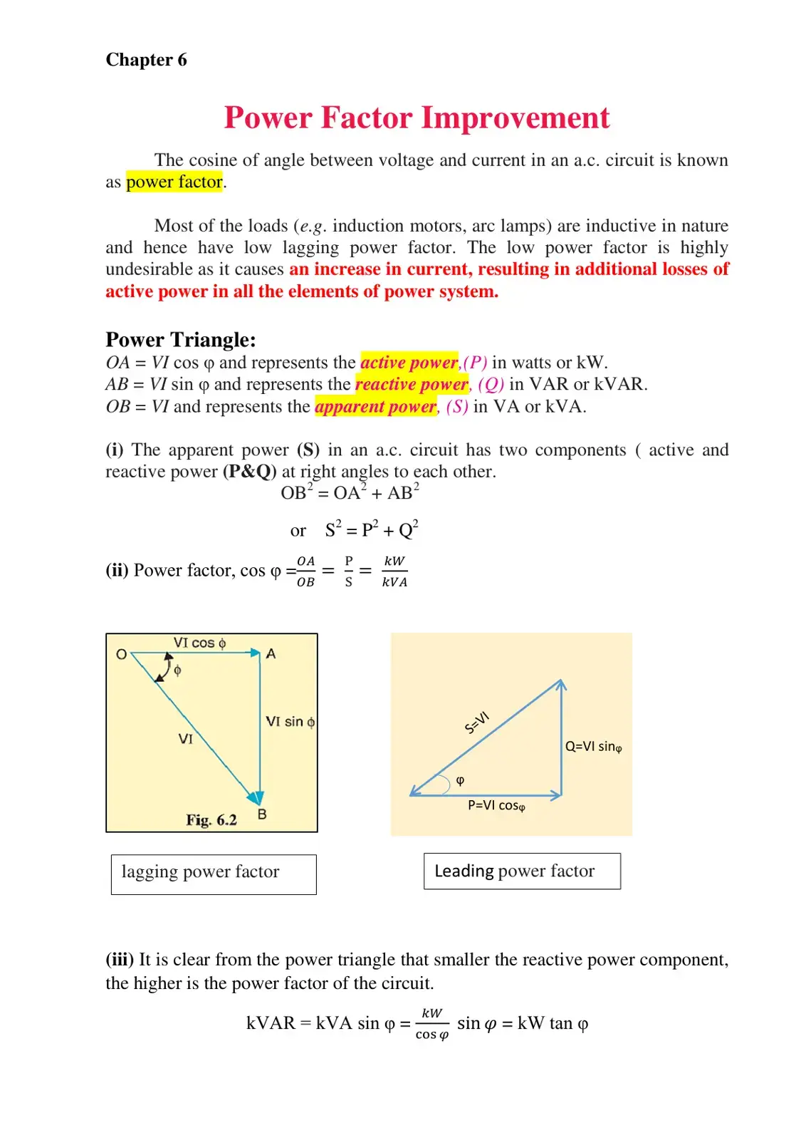 غلاف كتاب Chapter 6 - Power Factor Improvement