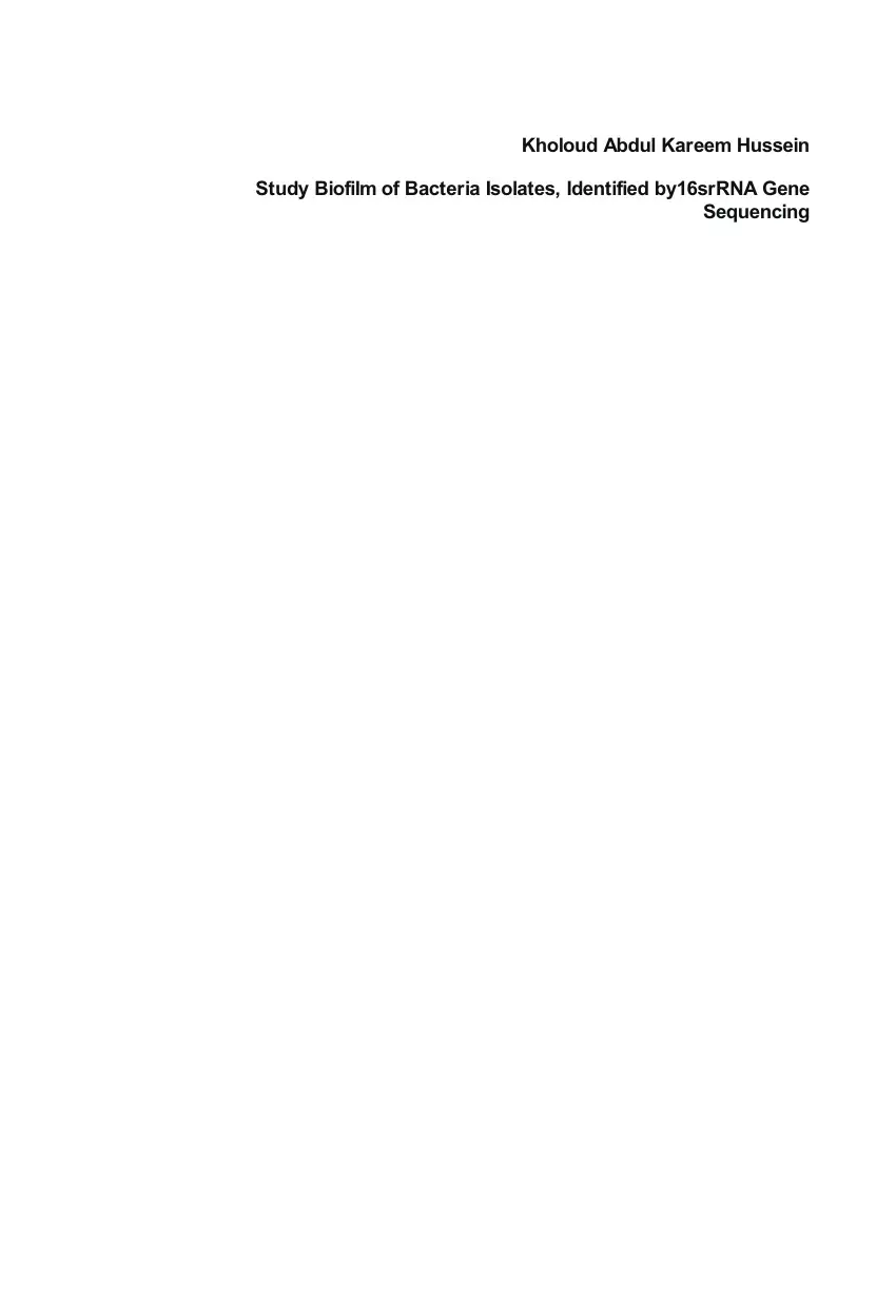 غلاف كتاب Study Biofilm of Bacteria Isolates, Identified by 16srRNA Gene Sequencing