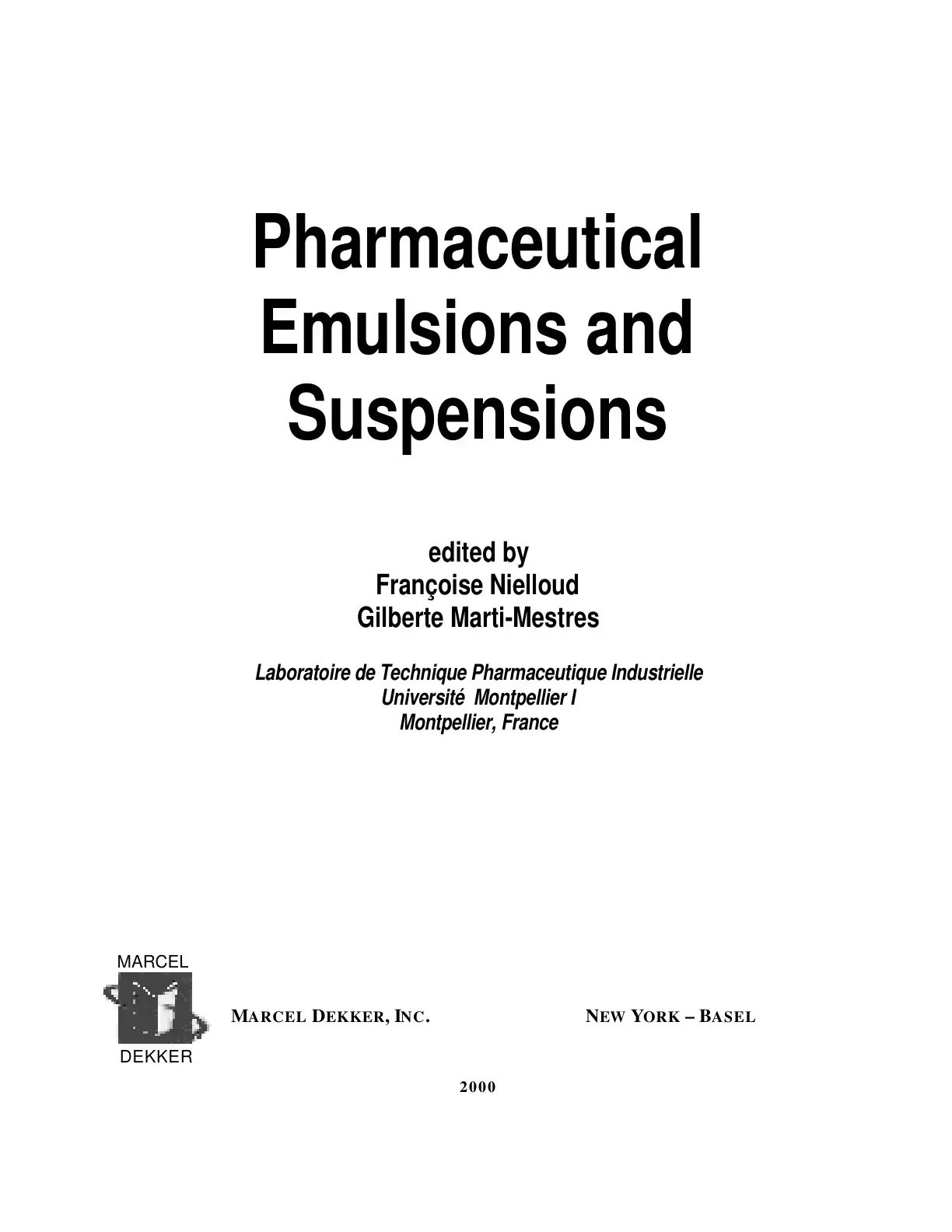 غلاف كتاب Pharmaceutical Emulsions and Suspensions