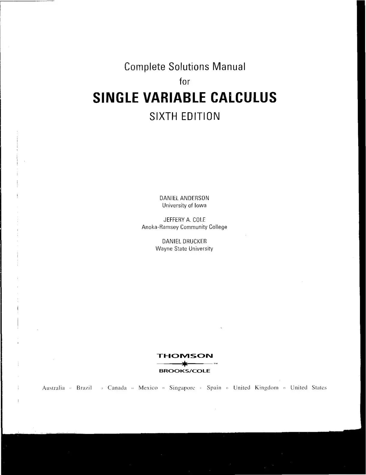 غلاف كتاب SINGLE VARIABLE CALCULUS