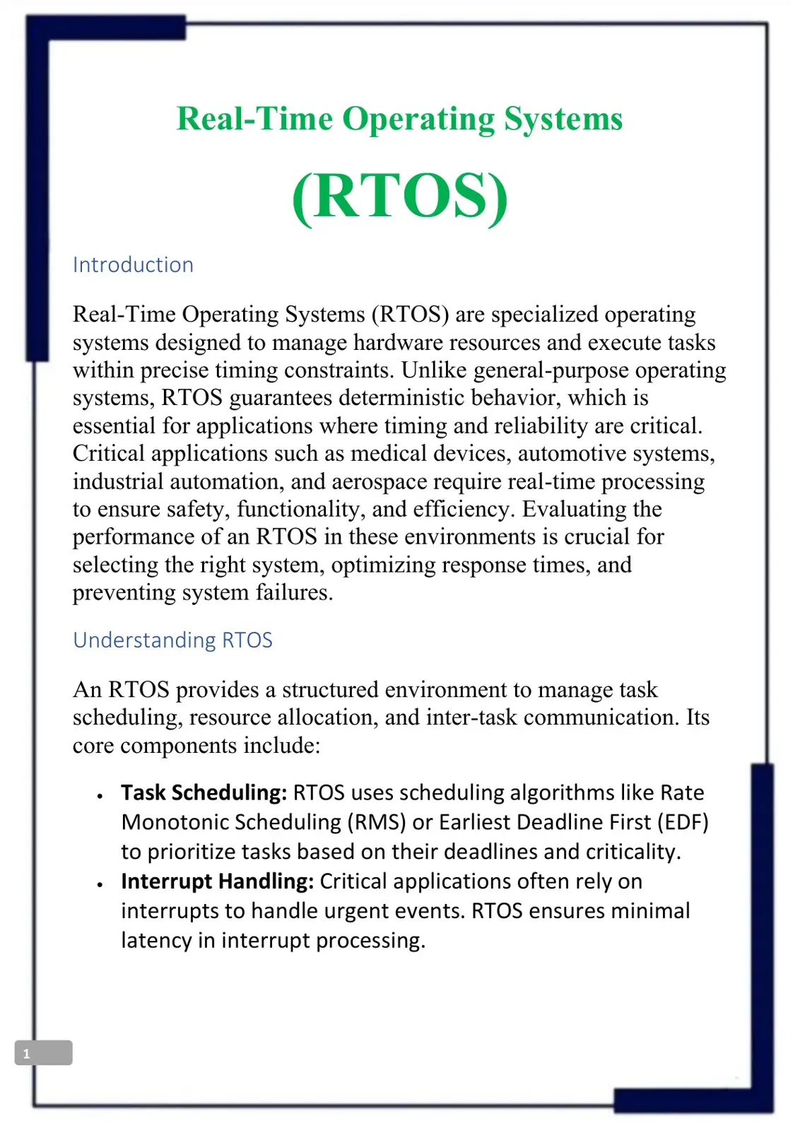 غلاف كتاب Real-Time Operating Systems (RTOS) Introduction