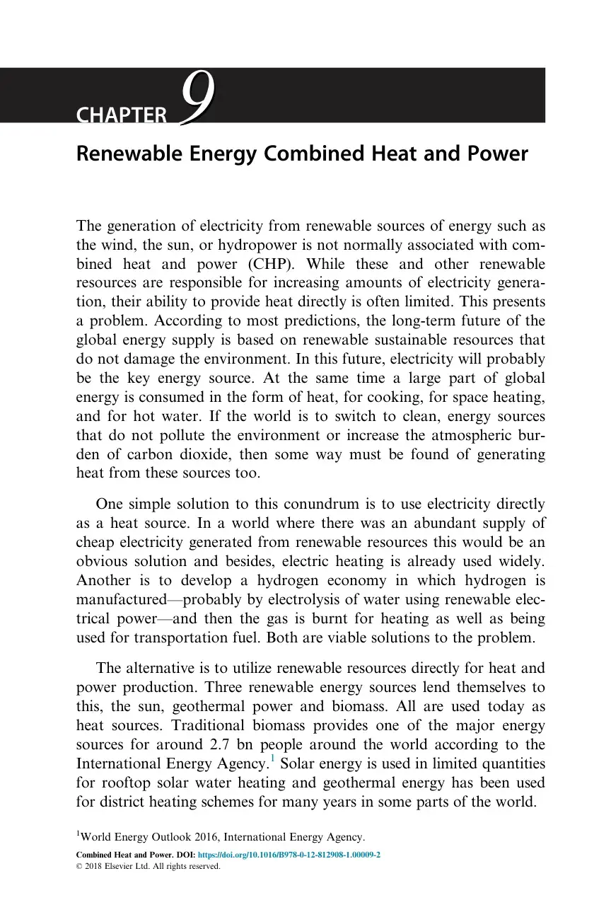 غلاف كتاب Renewable Energy Combined Heat and Power
