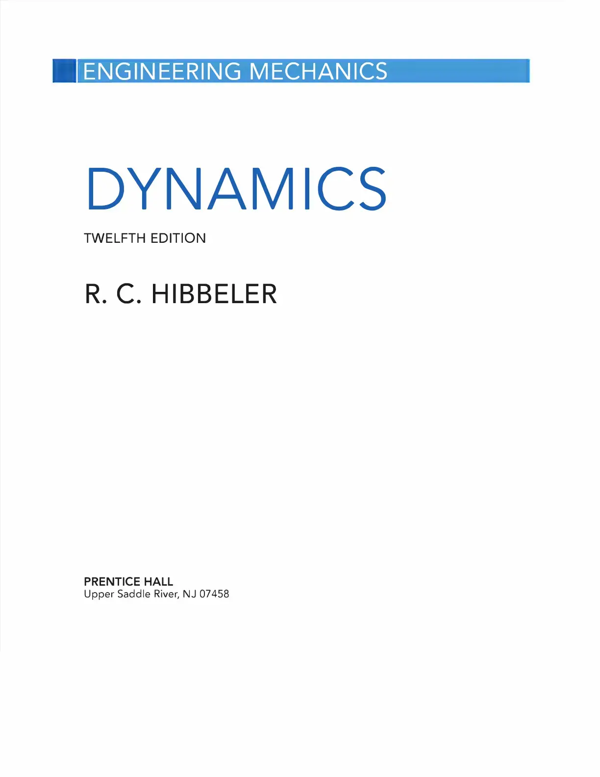 غلاف كتاب ENGINEERING MECHANICS DYNAMICS