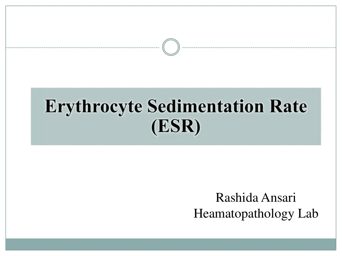 غلاف كتاب Erythrocyte Sedimentation Rate (ESR)