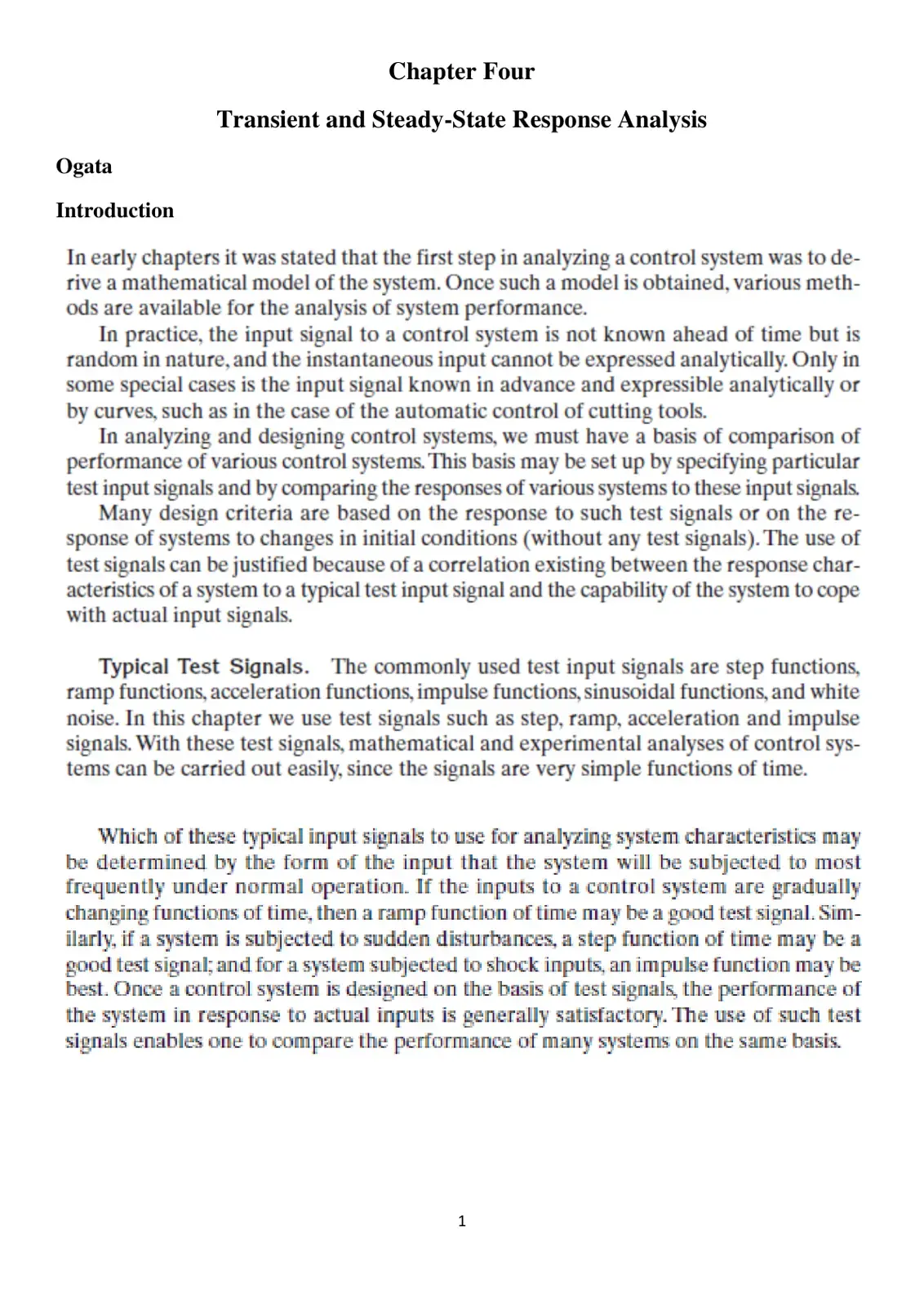 غلاف كتاب Modern Control Engineering - Chapter Four: Transient and Steady-State Response Analysis (Ogata)