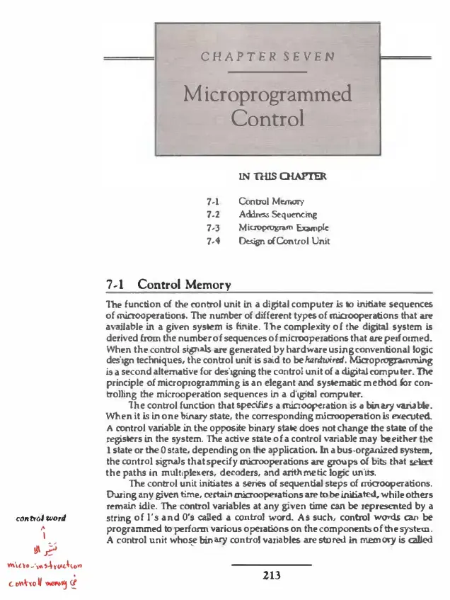 غلاف كتاب Computer System Architecture, Chapter 7: Microprogrammed Control