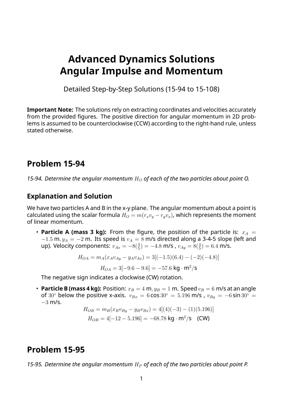 غلاف كتاب Advanced Dynamics Solutions: Angular Impulse and Momentum