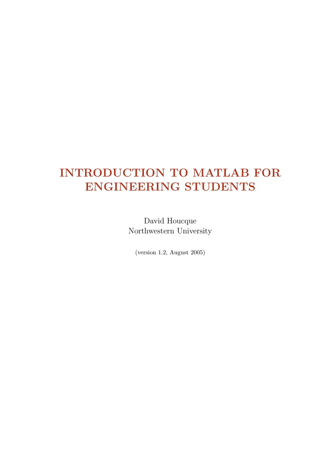 غلاف كتاب INTRODUCTION TO MATLAB FOR ENGINEERING STUDENTS