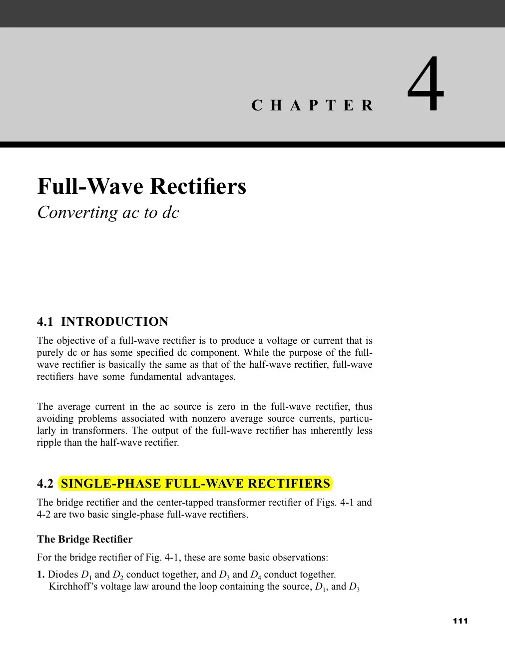 غلاف كتاب Full-Wave Rectifiers - Converting AC to DC Chapter 4
