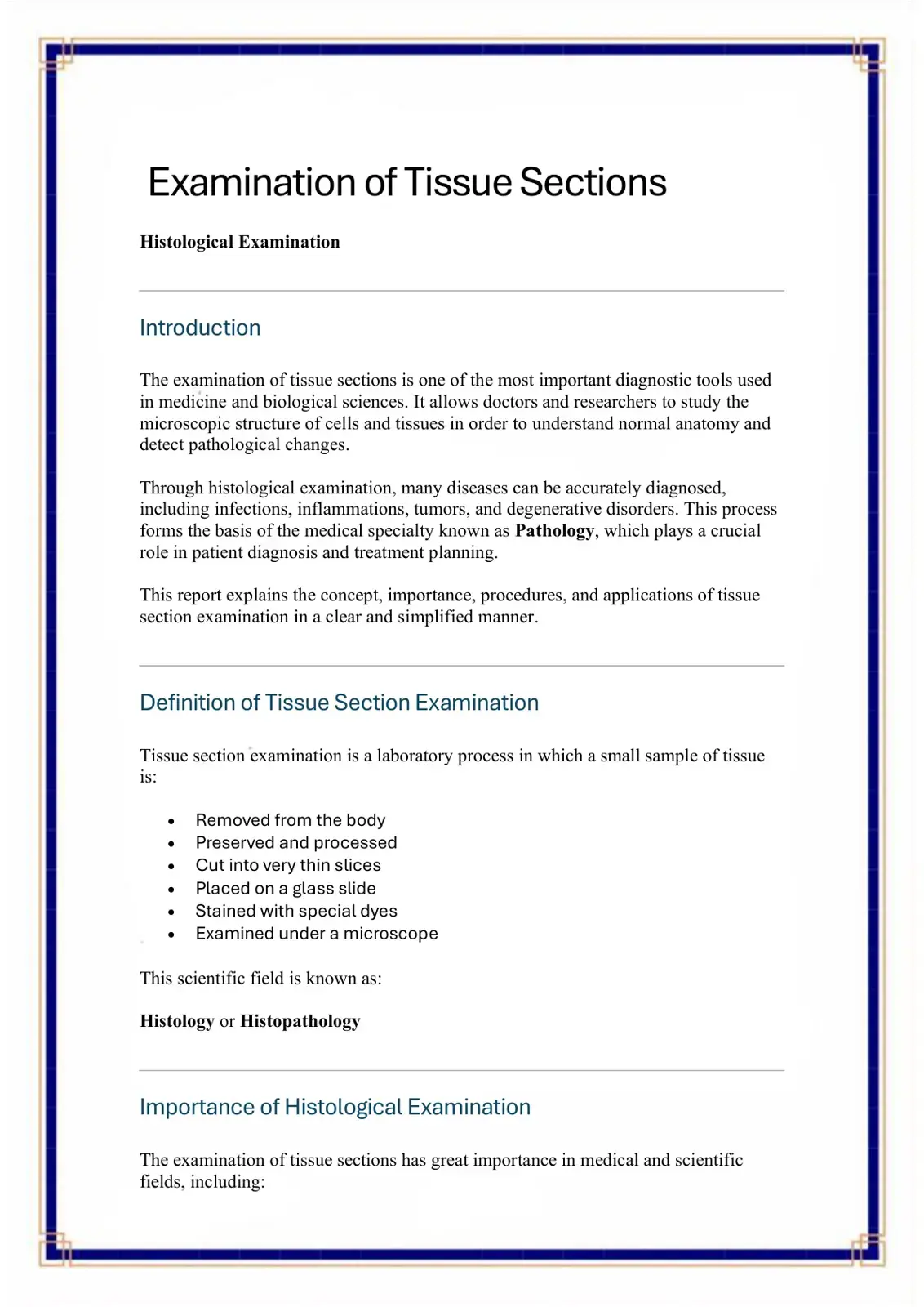 غلاف كتاب Examination of Tissue Sections