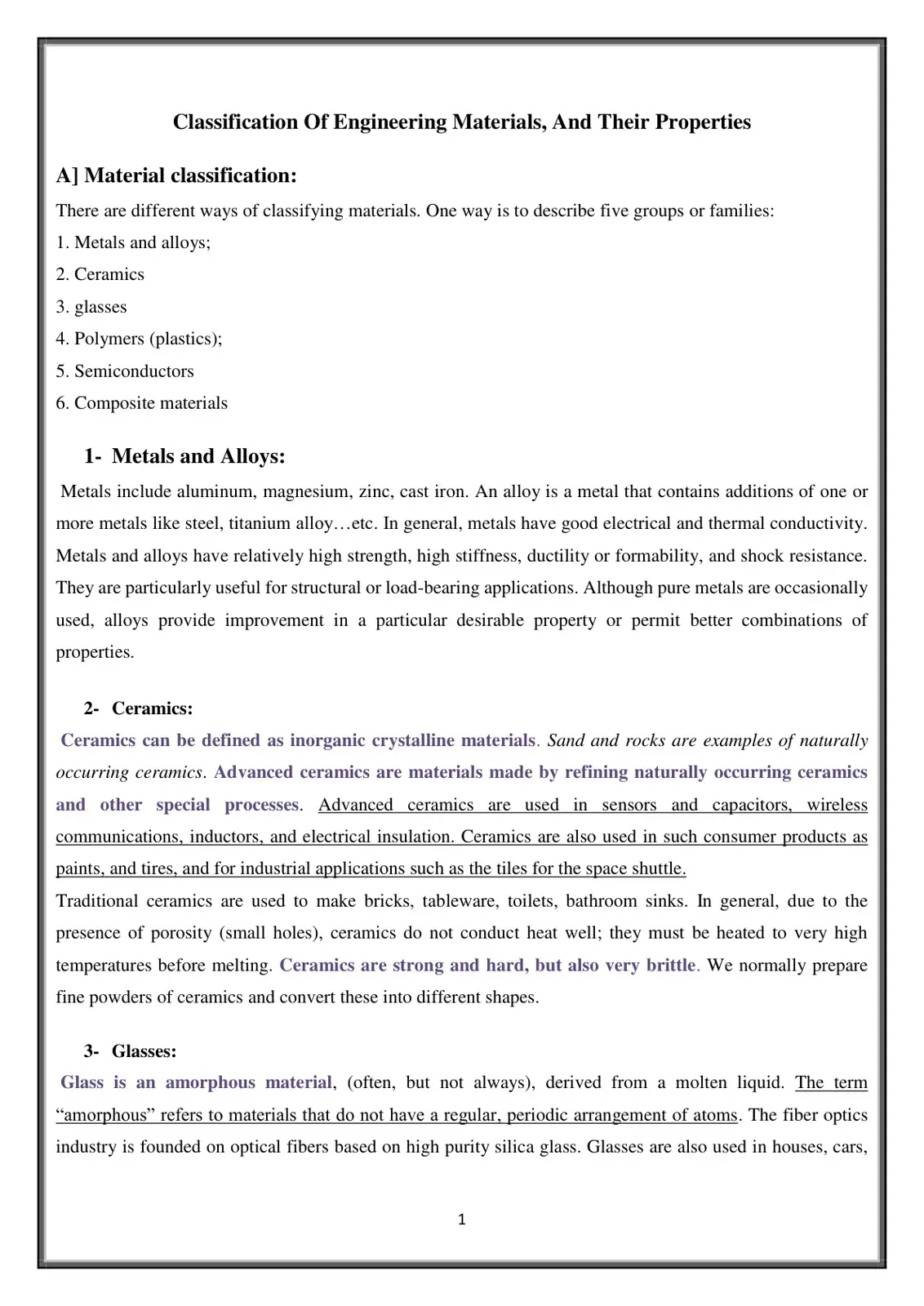 غلاف كتاب Classification of Engineering Materials, And Their Properties